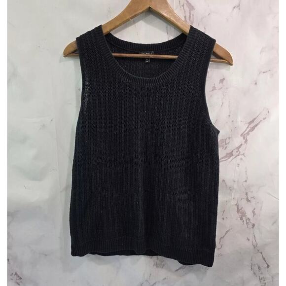 Talbots Sweater Vest Womens Large P Black Open Knit Lightweight Cover Up Capsule - Picture 1 of 10